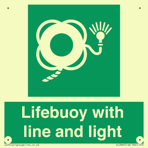 Lifebuoy with line and light